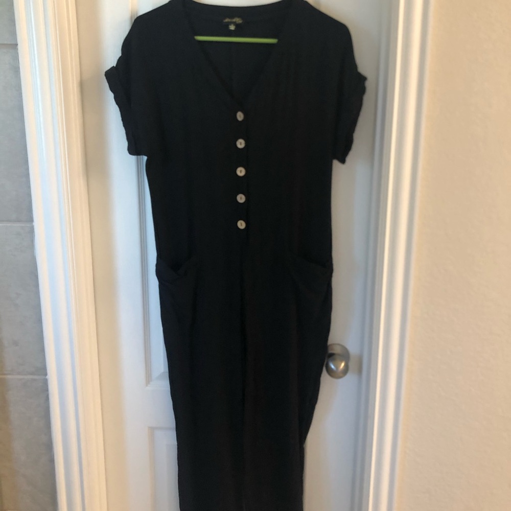 Black button front jumpsuit